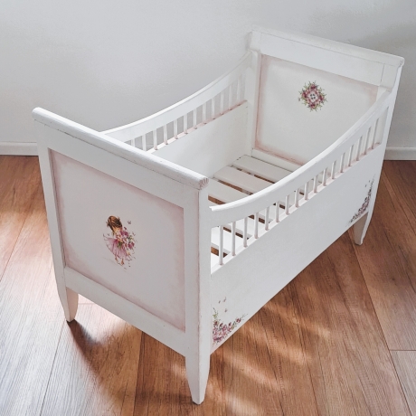 Bett Babybett Kinderbett Puppenbett Baby weiß Vintage restauriert
