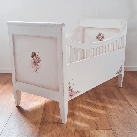 Bett Babybett Kinderbett Puppenbett Baby weiß Vintage restauriert