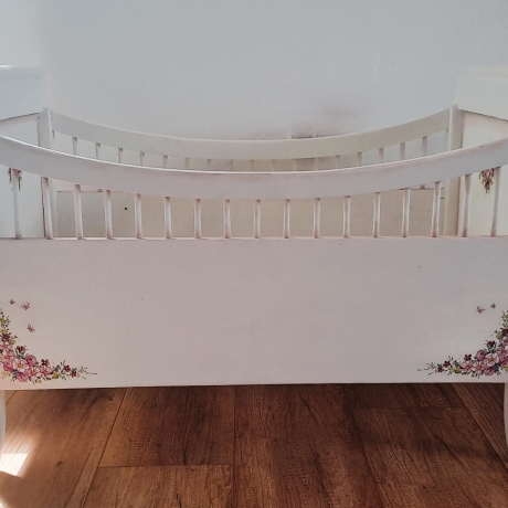 Bett Babybett Kinderbett Puppenbett Baby weiß Vintage restauriert