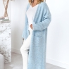 Oversized Strickmantel lang Strickjacke Cardigan Babyblau S-XL