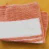 Babydecke in lachs und weiß handgestrickt  von Hobbyhaus