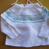 Vintage Babyflügelhemdchen weiß grüne Borte aus den 70er Jahren