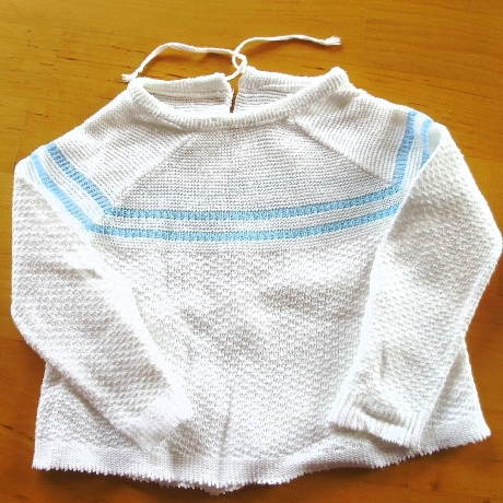 Vintage Babyflügelhemdchen weiß hellblaue Streifen 70er Jahre