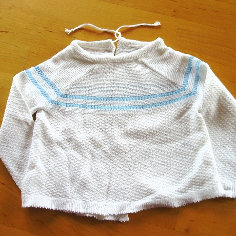 Vintage Babyflügelhemdchen weiß hellblaue Streifen 70er Jahre