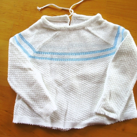 Vintage Babyflügelhemdchen weiß hellblaue Streifen 70er Jahre