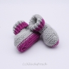 Babyschuhe, Babystiefel, gestrickt, grau, rosa, Wolle (Merino)