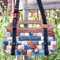 High-End Designertasche - UPCYCLING Jeans-Leder-Tasche