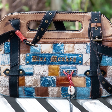 High-End Designertasche - UPCYCLING Jeans-Leder-Tasche