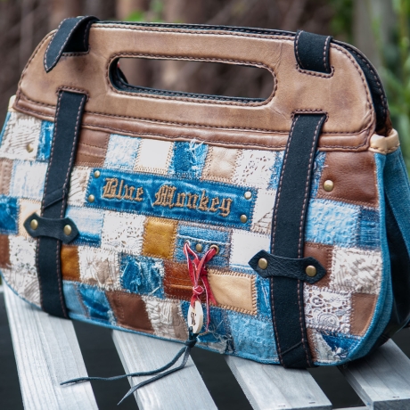 High-End Designertasche - UPCYCLING Jeans-Leder-Tasche