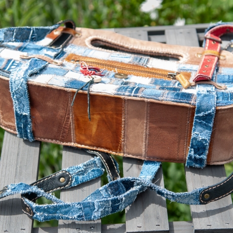 High-End Designertasche - UPCYCLING Jeans-Leder-Tasche