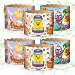 6 Backformen Osterkuchen Kulitsch, Motiv Kinder, Größe 350 g