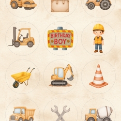 Individuelle Cupcake Topper – Fondantpapier - Bagger Baustelle