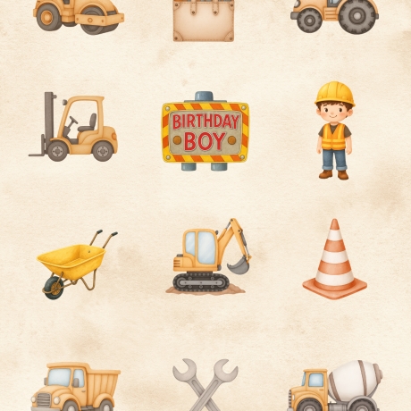 Cupcake Aufleger – Digitale Datei - Bagger Baustelle