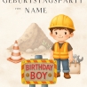 Digitale Einladung Kindergeburtstag - Bagger Baustelle