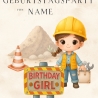 Digitale Einladung Kindergeburtstag - Bagger Baustelle