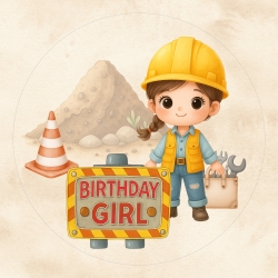 Individuelle Tortenaufleger – Fondantpapier - Bagger Baustelle