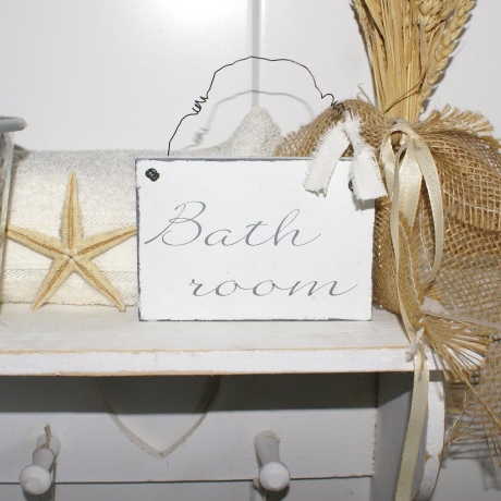 Schild Bathroom Shabby Chic Holz