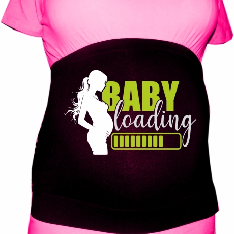 größenverstellbares Bauchband bedruckt mit BABY LOADING