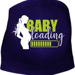 größenverstellbares Bauchband bedruckt mit BABY LOADING