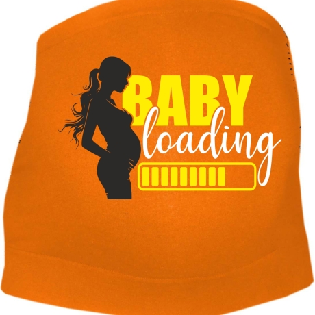 größenverstellbares Bauchband bedruckt mit BABY LOADING