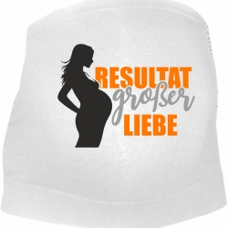 größenverstellbares Bauchband bedruckt mit RESULTAT GROßER LIEBE