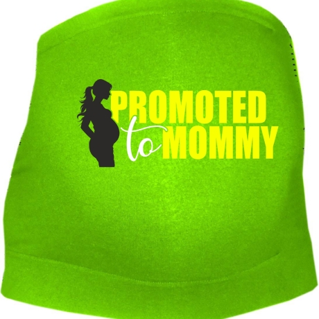 größenverstellbares Bauchband bedruckt mit PROMOTED TO MUMMY