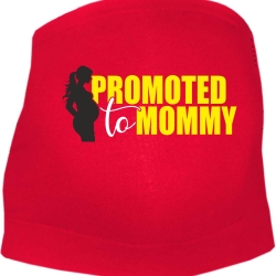 größenverstellbares Bauchband bedruckt mit PROMOTED TO MUMMY