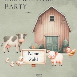 Digitale Einladung Kindergeburtstag - Bauernhof