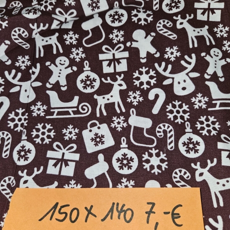 Baumwollstoff - Stoff - Weihnachtsstoff - Reststück - Stoffrest