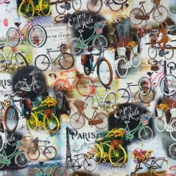 ✂Baumwolljersey hellgrundig mit Fahrradmotiven ✂ 0,10m