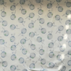 ✂ Baumwolljersey warmweiß mit Wollknäul Katze ✂ 0,10m