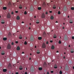 ✂ Baumwolljersey altrosa mit Wassertropfen ✂ 0,10m