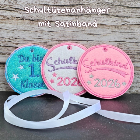 Schultütenanhänger 2026 | Schulkind Glitzer Anhänger