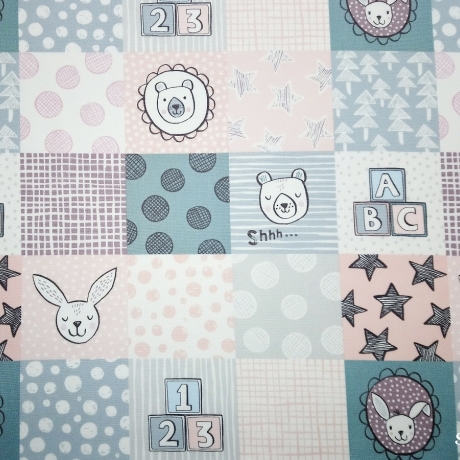 Bella Bunny & Bear - patches grau/rosa