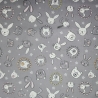 Bella Bunny & Bear - bunny faces on gray
