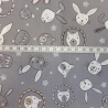 Bella Bunny & Bear - bunny faces on gray