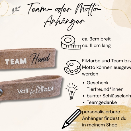 Filz Begleiter Tiere | Teamname | Farbe wählbar