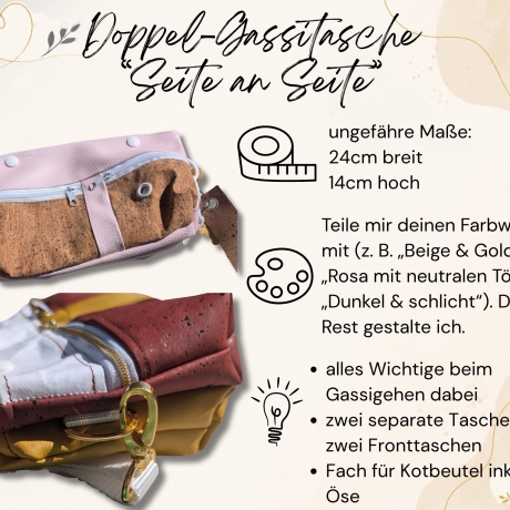 Seite an Seite: individ. Doppel-Gassitasche | Leckerli + Alltag