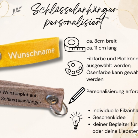 Großer Filz-Begleiter - personalisierter Schlüsselanhänger