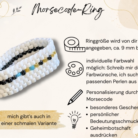 Dein Wort als Ring - individueller Morsecode-Ring breit (Peyote)