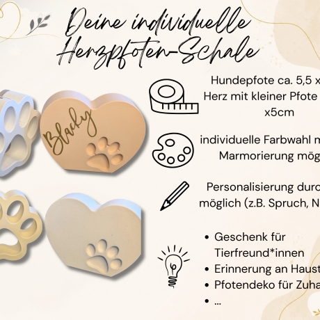 Pfote oder Herz mit Pfote aus Gießmasse