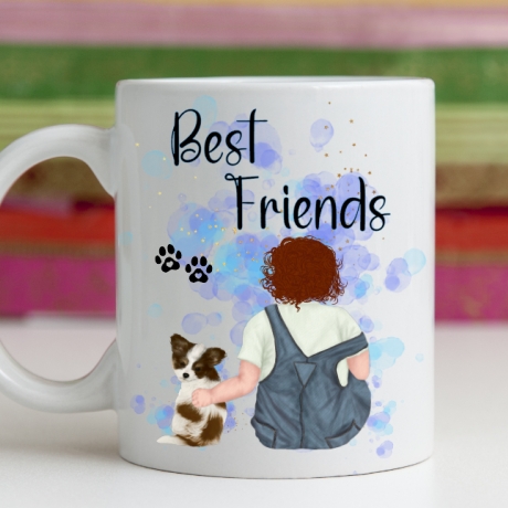 Kind mit Haustier Tasse, Hund, Best Friends