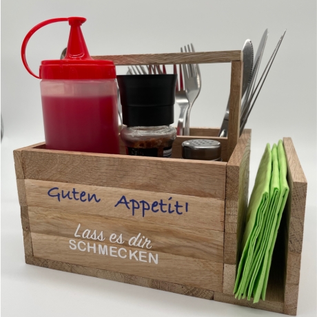 Tisch Organizer aus Holz - Gewürz- und Besteckhalter