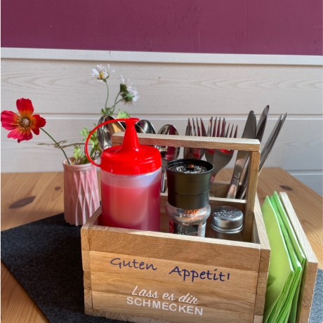 Tisch Organizer aus Holz - Gewürz- und Besteckhalter
