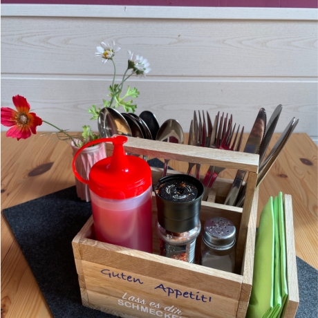 Tisch Organizer aus Holz - Gewürz- und Besteckhalter