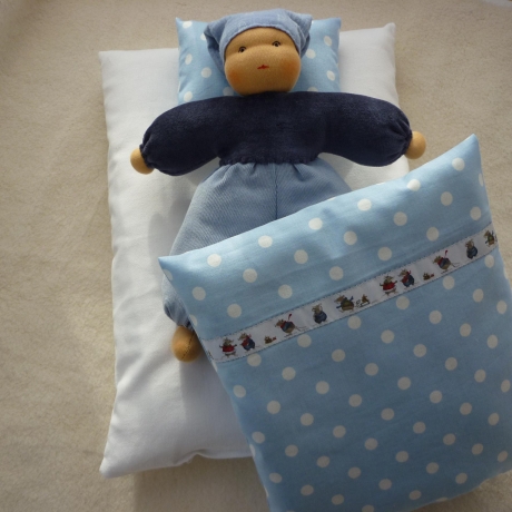 Träum-schön Puppen-Bettwäsche, schafwollgefüllt