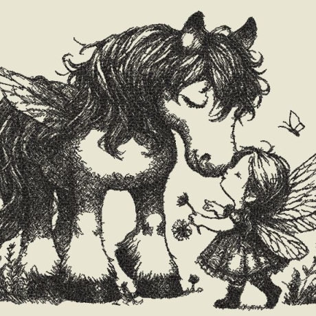 Ferberline Stickdatei Scribble Ponyliebe ab 13x18