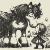 Ferberline Stickdatei Scribble Ponyliebe ab 13x18