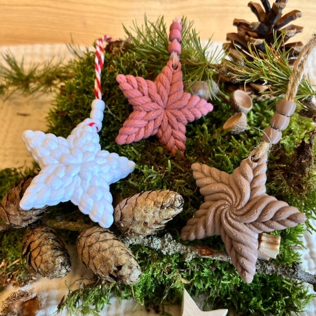 Sterne 3er Set Strickoptik ** Weihnachtsdeko zum Aufhängen