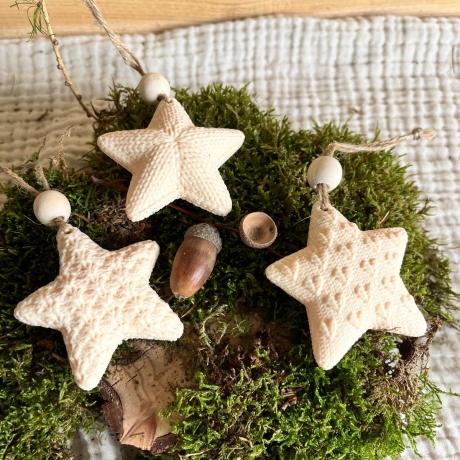 Sterne 3er Set Strickoptik  ** Weihnachtsdeko zum Aufhängen